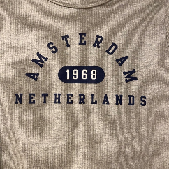 Social Club Amsterdam Gray Ribbed Cropped T-Shirt – XL, 100% Cotton - Picture 2 of 6